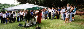 Keaiwa Heiau State Park Memorial Gathering - Kahu Julia delivers service